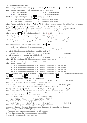 Trắc nghiệm chương nguyên tử